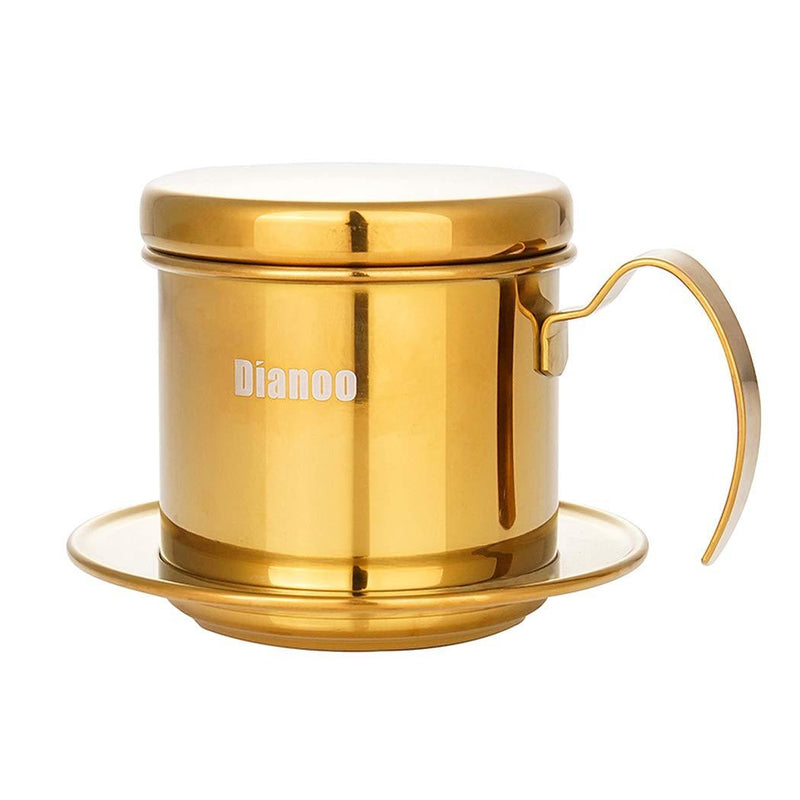 Dianoo Vietnamese Coffee Filter Press Coffee Maker, Portable Stainless Steel Vietnamese Coffee Dripper Manual Coffee Infuser Filter for Home, Office, Cafe, Restaurant, Travel Gold - NewNest Australia