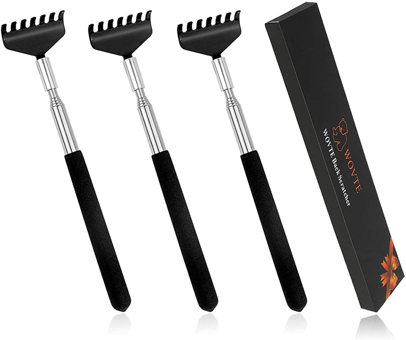 Back Scratcher, WOVTE 3 Pack Black Portable Extendable Stainless Steel Telescoping Back Massager for Adults Men Women Itch Relief (7.87 to 26.77 Inch) - NewNest Australia
