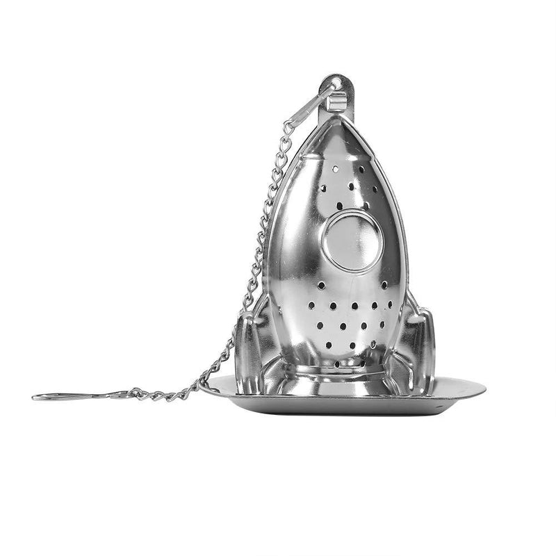 Stainless Steel Tea Strainer Cute Rocket Shape Loose Tea Leaf Infuser With Extended Chain Hook For Kitchen Teahouse Office - NewNest Australia