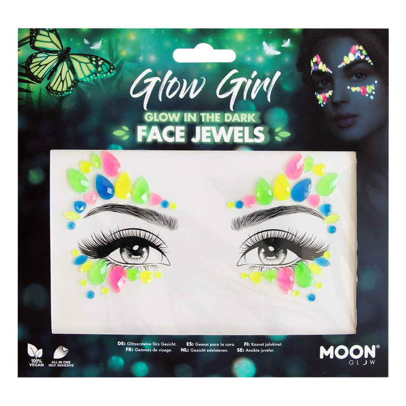 Glow in the Dark Face Jewels by Moon Glow - Festival Face Body Gems, Crystal Make up Eye Glitter Stickers, Temporary Tattoo Jewels (Glow Girl) Glow Girl - NewNest Australia