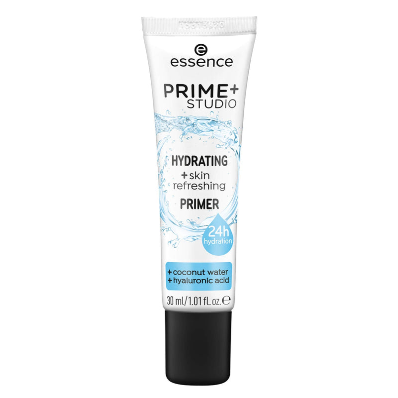 Essence Prime + Studio Hydrating + Skin Refreshing Primer, Foundation with Hyaluronic + Aloe Vera, White, Refreshing, Primer, Skin-Smoothing, Natural, Vegan, Alcohol Free (30 ml) - NewNest Australia