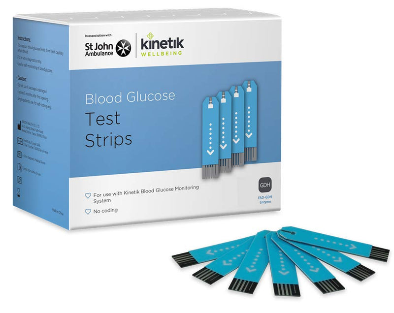 Kinetik Wellbeing Blood Glucose Test Strips (Pack of 50) – Used by the NHS – In Association with St John Ambulance – Test Strips Available on Prescription 50 Test strips Single - NewNest Australia