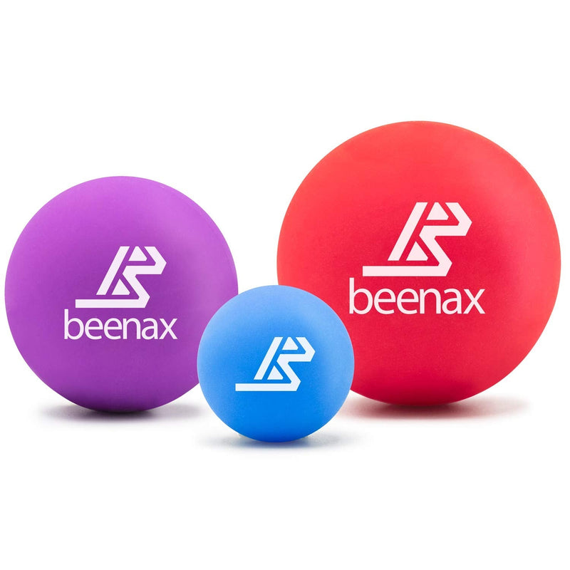 Beenax Lacrosse Massage Ball (Set of 3) - Perfect for Trigger Point Therapy, Myofascial Release, Plantar Fasciitis, Deep Tissue and Muscle Relief - Designed to Relieve Stress and Relax Tight Muscles - NewNest Australia