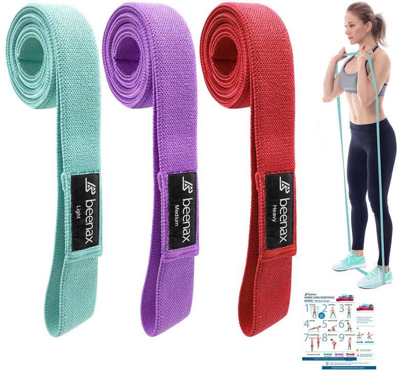 Beenax Long Resistance Bands (Set of 3), Fabric Exercise Bands for Women, Cloth Loop Bands with 3 Resistance Levels for Full Body Workout, Stretching, Fitness, Assisted Pull Up and Strength Training - NewNest Australia