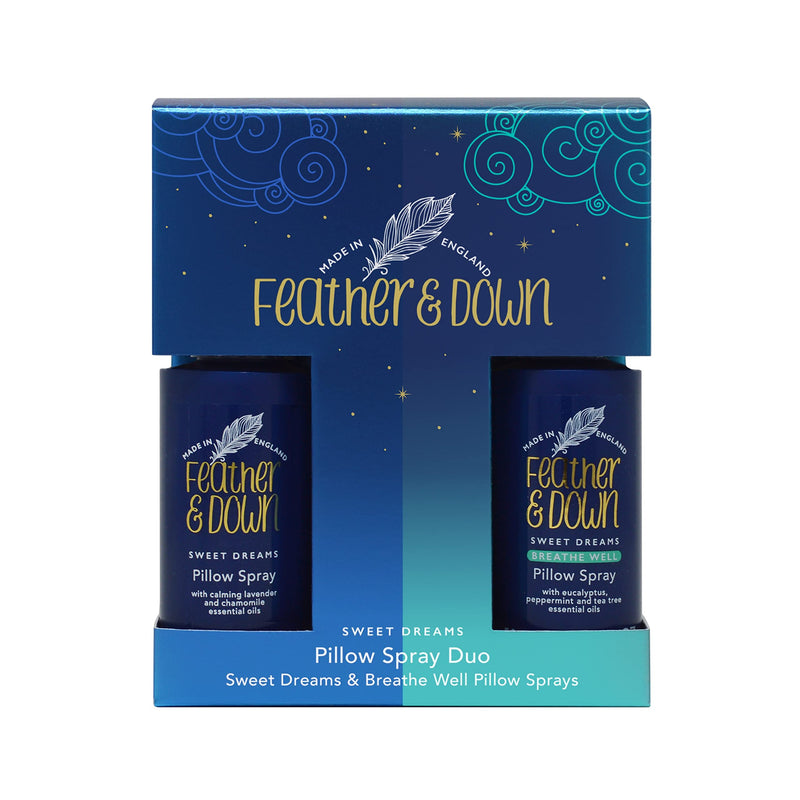 Feather & Down Sweet Dreams Pillow Spray Duo Gift Set (50ml x 2) - Contains Sweet Dreams & Breathe Well Pillow Sprays. Vegan Friendly & Cruelty Free. Made in England. - NewNest Australia