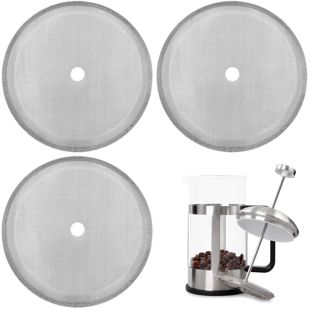French Press Replacement Cafetiere Filter Mesh Screen Coffee French Press Filters 4 Inch Stainless Steel Reusable Mesh Filter for 8 Cup/ 34 OZ/ 1000 ml Coffee Tea Makers (3 Packs) 3 - NewNest Australia