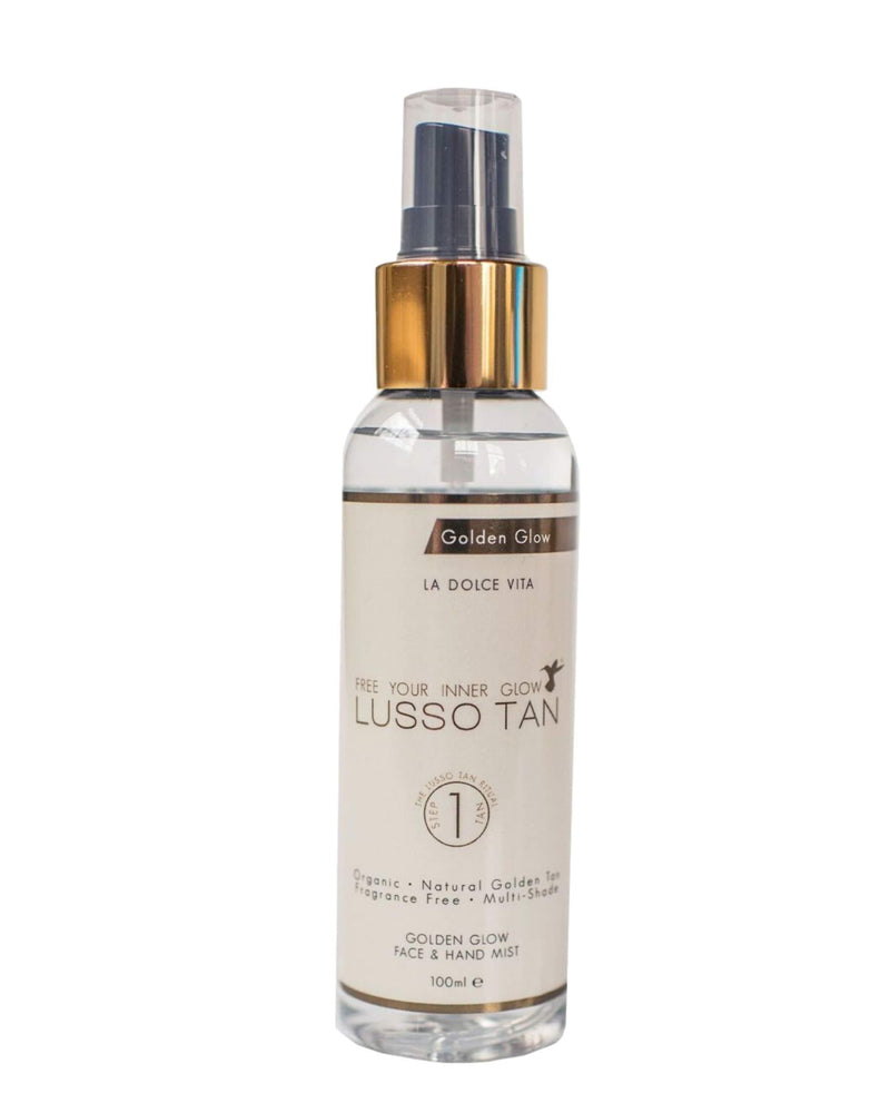 Lusso Tan Golden Glow Mist for Face and Hands – Light, Organic, Vegan and Cruelty-Free Tinted Gradual Self-Tanning Spray in Natural Golden Tan with Vitamins. Instant-drying, Streak-Free. - NewNest Australia