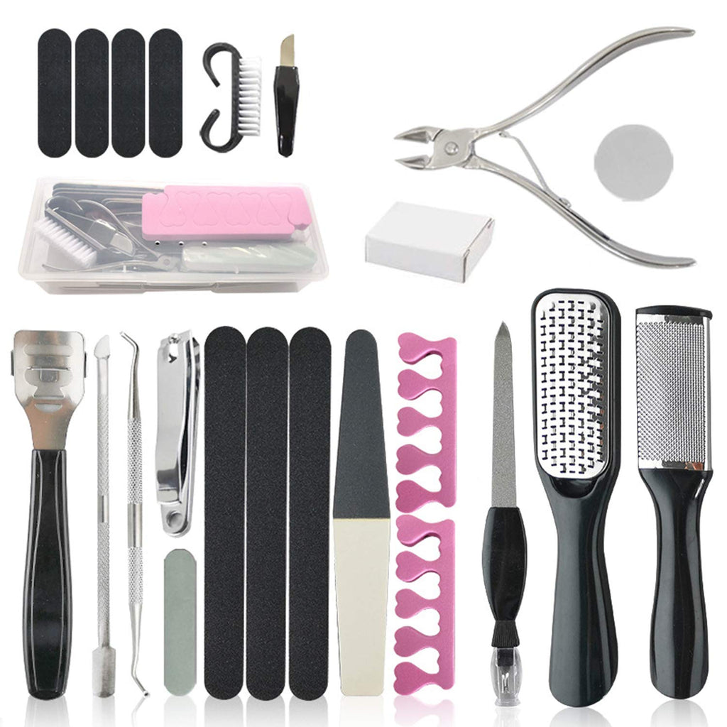 23 Pieces Pedicure Set Professional Tools, Foot Care Kit Foot Rasp Foot Dead Skin Remover Pedicure Kit, Stainless Steel Professional Manicure Tools for Men Women Gift - NewNest Australia