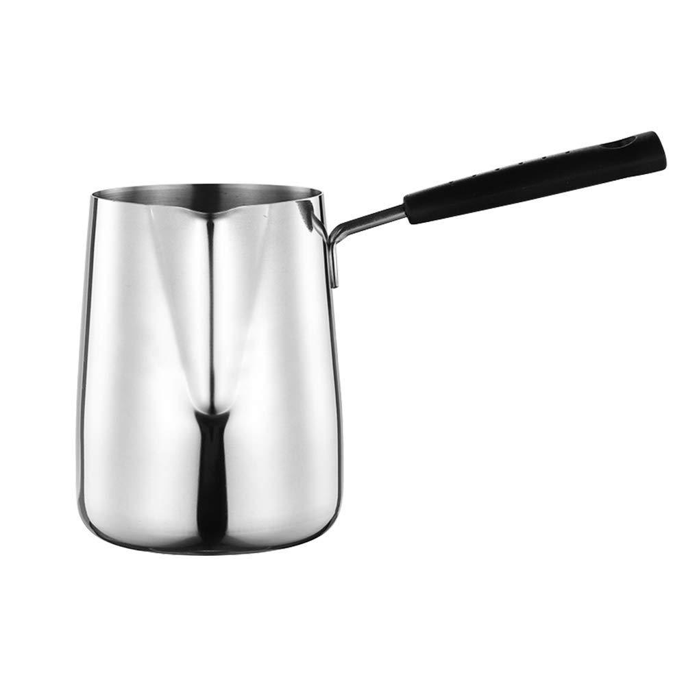 POHOVE Turkish Coffee Pot Stainless Steel Warmer Coffee Pot Coffee and Butter Warmer Espresso Coffee Decanter Long Handle Tea Warmer Milk Ergonomic Coffee Pot with Spout Home Restaurant 350ml - NewNest Australia