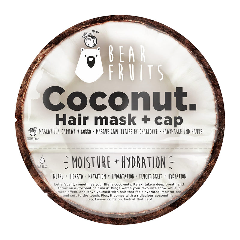 Bear Fruits Coconut Hair Mask & Reusable Hair Cap, Cruelty-free and Vegan Deep Conditioning Hair Treatment, Moisturizes and Hydrates, Gift For Her, Shower Cap, Hair Mask For Dry Damaged Hair, 20ml - NewNest Australia