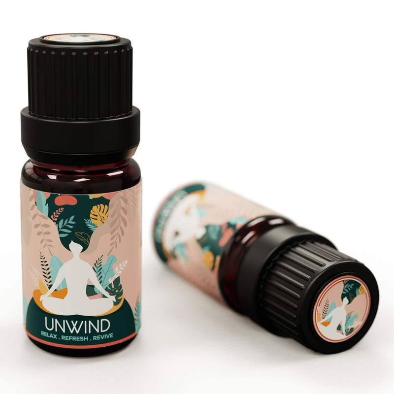 Essential Oil Blend - Calming Stress Relief Oils with Bergamot, Sweet Orange, Ylang Ylang, Pink Grapefruit, Patchouli - Relaxing Herbal Formula for Diffuser Aromatherapy Massage - 10ml (Unwind) De-stress Blend - NewNest Australia