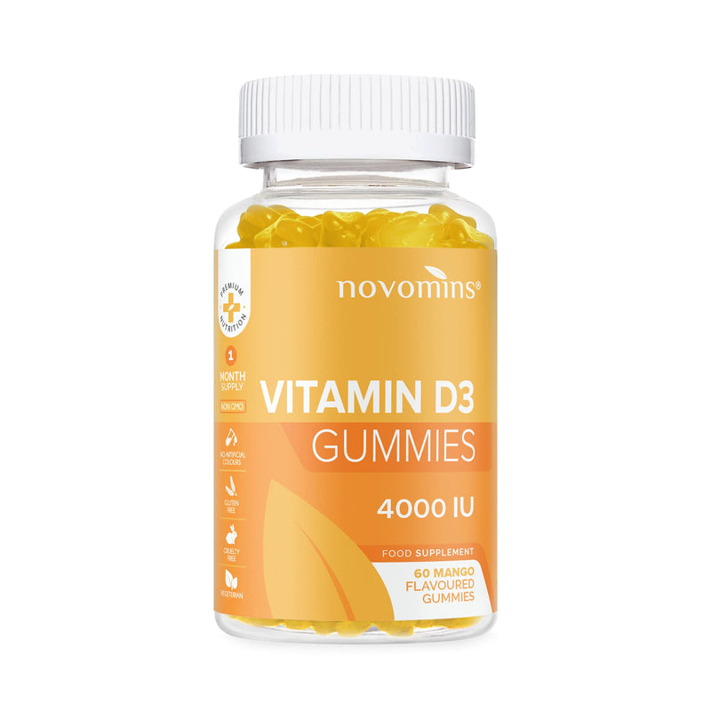 Vitamin D Gummies - High Strength 4000 IU Adult Vitamin D3 Gummies - Chewable Gummy Vitamins - Vegetarian - Gluten Free - Vitamin D Gummies by Novomins - NewNest Australia
