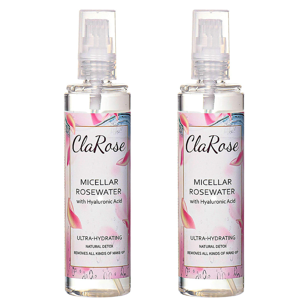 ClaRose Micellar Water with Hyaluronic Acid and 100% Natural Vegan Rosewater, 300 ml, (Pack of 2) - NewNest Australia