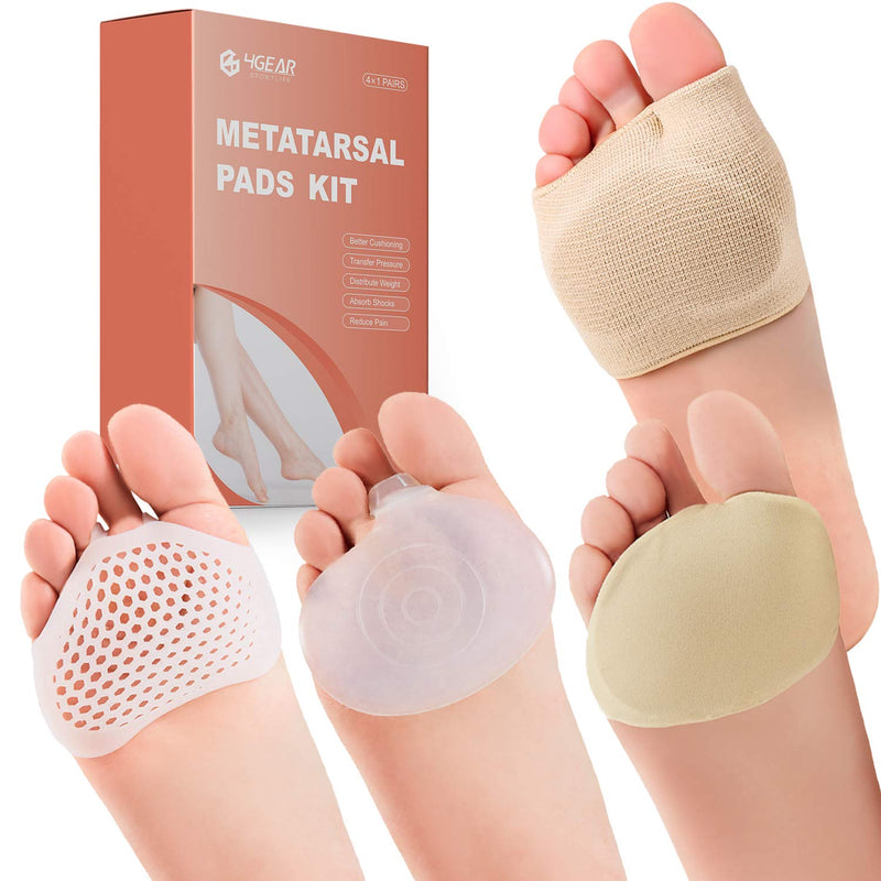 Metatarsal Pads Ball of Foot Cushions Kit - 8pcs- Metatarsal Gel Sleeves & Silicone Ball of Foot Pads - Great for Metatarsalgia, Bunion, Mortons Neuroma & Forefoot Pain Relief (Large) L (Pack of 8) - NewNest Australia