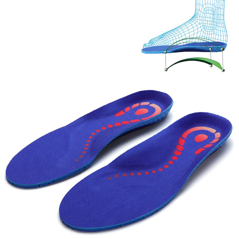 Low Arch Elastic Comfort Insole Sports Foam Compression Shock Absorption Shock Absorption Anti-Fatigue Insole Suitable for Flat Heel Pain(Size:UK-7,Length:10.25",Blue) UK-7-26CM--10.25" Blue - NewNest Australia