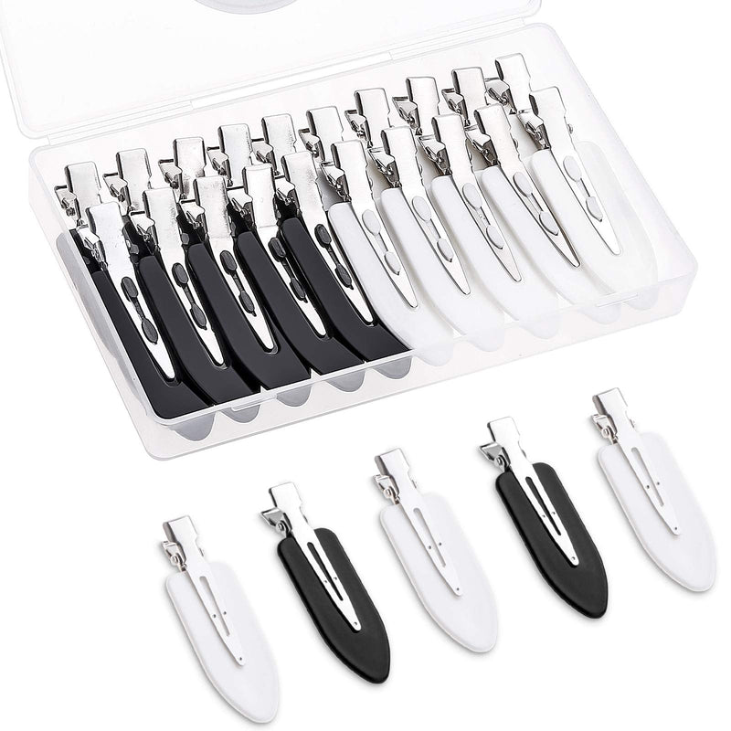 20pcs Dent Free Hair Clips, No Bend No Creaseless Hair Clips with Storage Box, No Crease Barrette Pin Curl Clips for Girls Women Make Up Hairdressing Daily Use (Black, White) White, Black - NewNest Australia