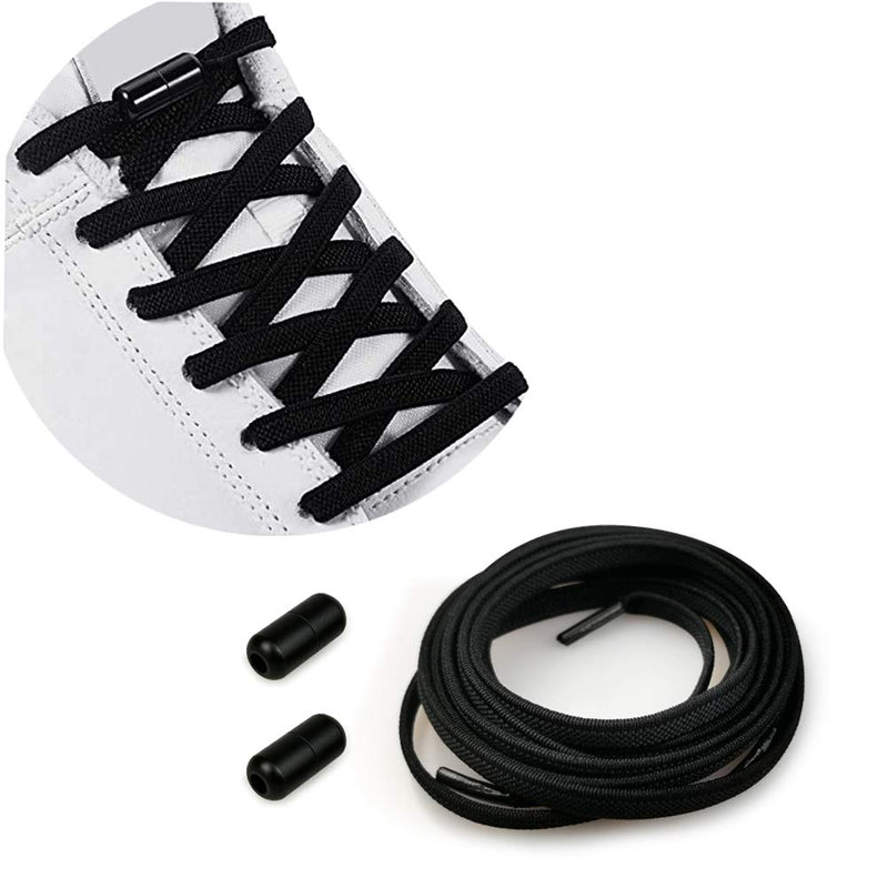 No Tie Elastic Shoelaces with Metal Buckles Shoe Laces for Kids/Adults Sneakers - Shoelaces Replacements - Universal Shoelace-Elastic Running Shoe Laces Metal Lock Tieless Shoe Laces for All Shoes Black - NewNest Australia
