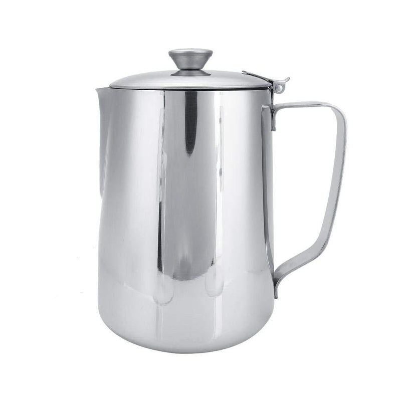 Frothing Cup Stainless Steel Coffee Cup Milk Frothing Pitcher Pot with Lid Latte Art(1000mL) 1000mL - NewNest Australia