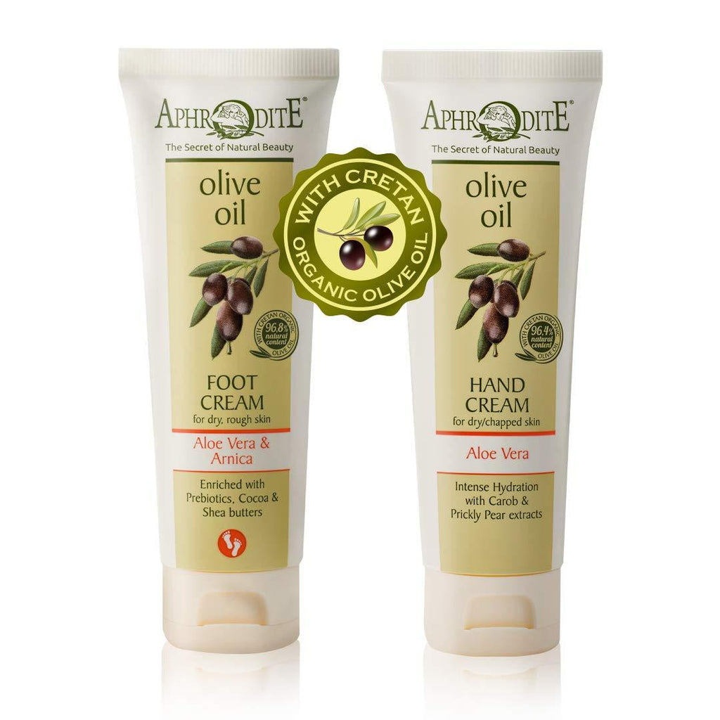 Aphrodite Hand & Foot Care Bundle, 2 Piece Moisturizer Gift Set for Dry Skin, Includes Foot Cream with Aloe Vera & Prebiotics (75 ml) and Hand Cream with Aloe Vera (75 ml) - NewNest Australia