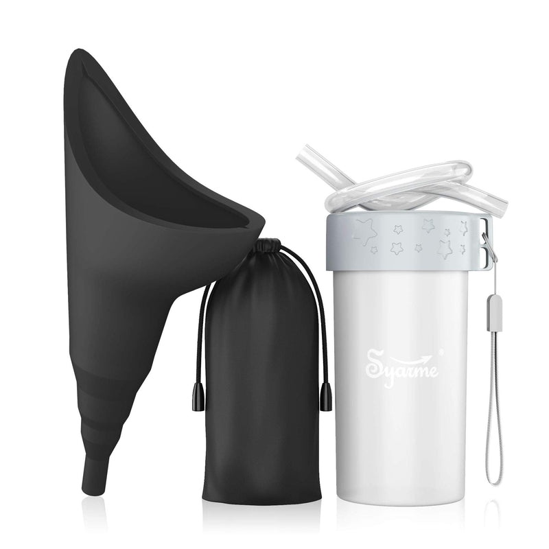 Syarme Female Urination Device,Portable Reusable Urinal Funnel with Extension Tube,Small Folding Storage,Suitable for Travel,Festivals,Camping,Traffic Jams,Etc,Includes Waterproof Bag,Waterproof Cup Black - NewNest Australia