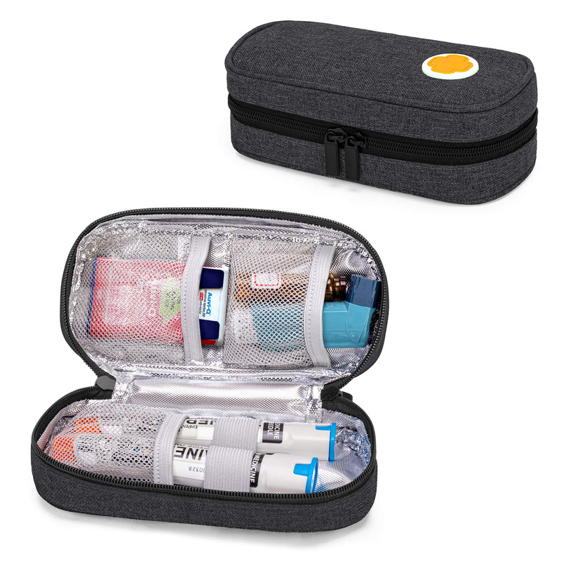 CURMIO Insulated Epipen Carrying Case for Adult and Kid, Portable Medicine Supplies Bag for 2 EpiPen, Auvi-Q, Syringes, Vials, Nasal Spray, Home and Travel, Black (Patent Pending) - NewNest Australia