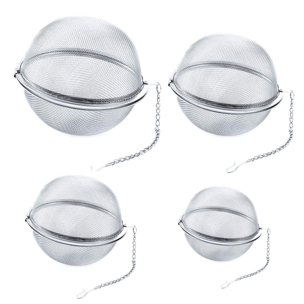 Tea Infuser, 4pcs Stainless Steel Tea Ball Infuser, 4-11cm Tea Filter with Extended Chain Hook, Tea Strainer Ball, Loose Tea Infuser Tea Strainer for fine Loose Tea Leaves, Spices, Seasoning, teapot - NewNest Australia