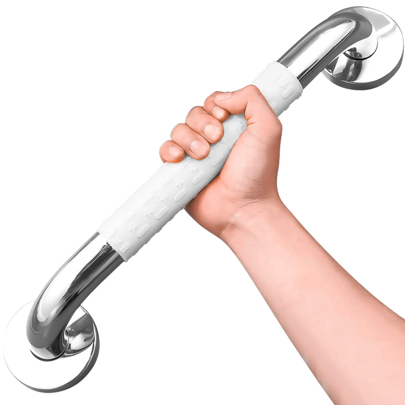 Bath Safety Grab Rail White, 16 Inch Stainless Steel Anti-Slip Shower Handles for Elderly, Grab Bar with Ridges, for Towel Rail, Disabled, Injured, or Post-Op, Bathroom Safety Aid - NewNest Australia