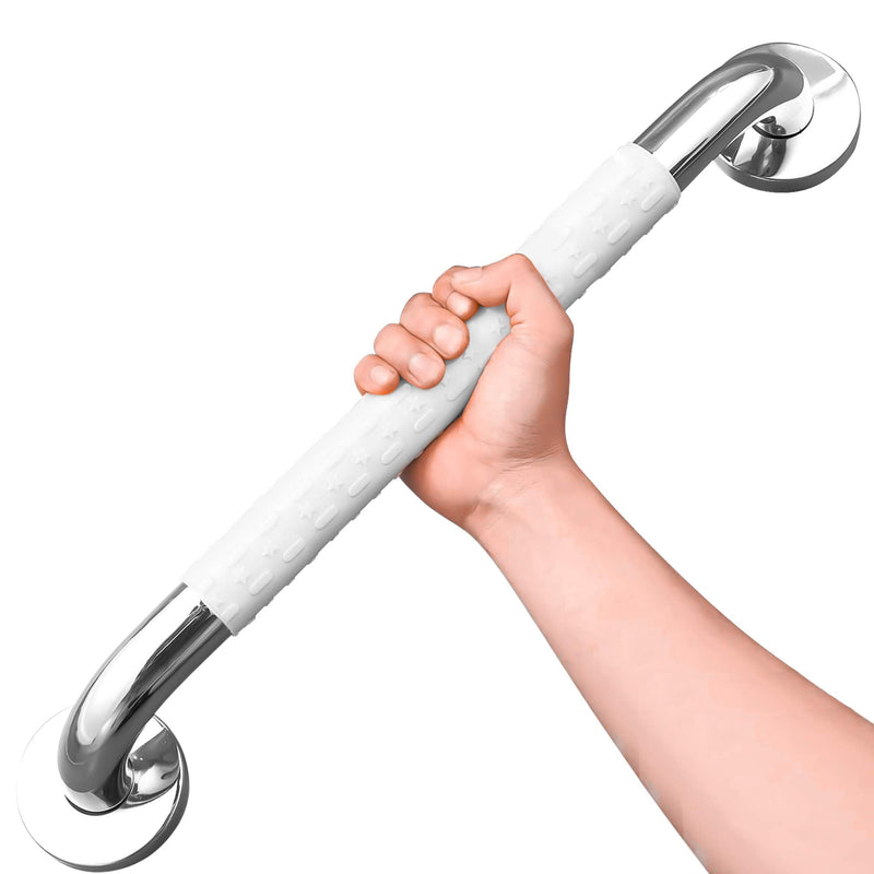 Bath Safety Grab Rail White, 24 Inch Stainless Steel, Anti-Slip Shower Handles for Elderly, Grab Bar with Ridges, for Towel Rail, Disabled, Injured, or Post-Op, Bathroom Safety Aid - NewNest Australia