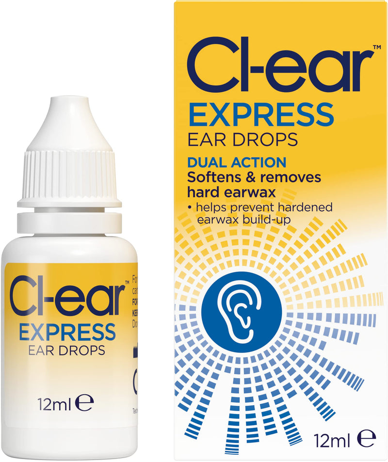 Cl-Ear Express Ear Drops. Dual Action - Ear Wax Removal. Easy Squeeze Dropper. Breaks up Hardened and Stubborn Ear Wax. Reduces The Need for syringing. 12 ml Bottle - NewNest Australia