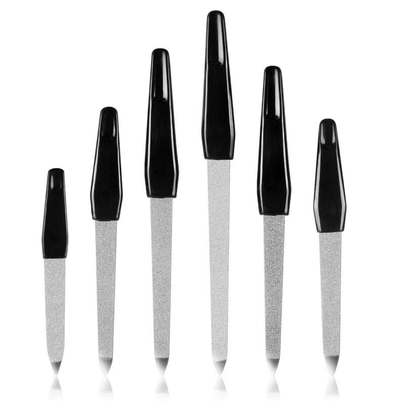 URAQT Nail File Set, 6pcs Stainless Steel Nail Files with Comfortable Handle, Professional Manicure Pedicure Tools, Double Sided Emery Boards for Acrylic and Natural Nails, 6 Sizes Stainless Steel/6Pcs - NewNest Australia