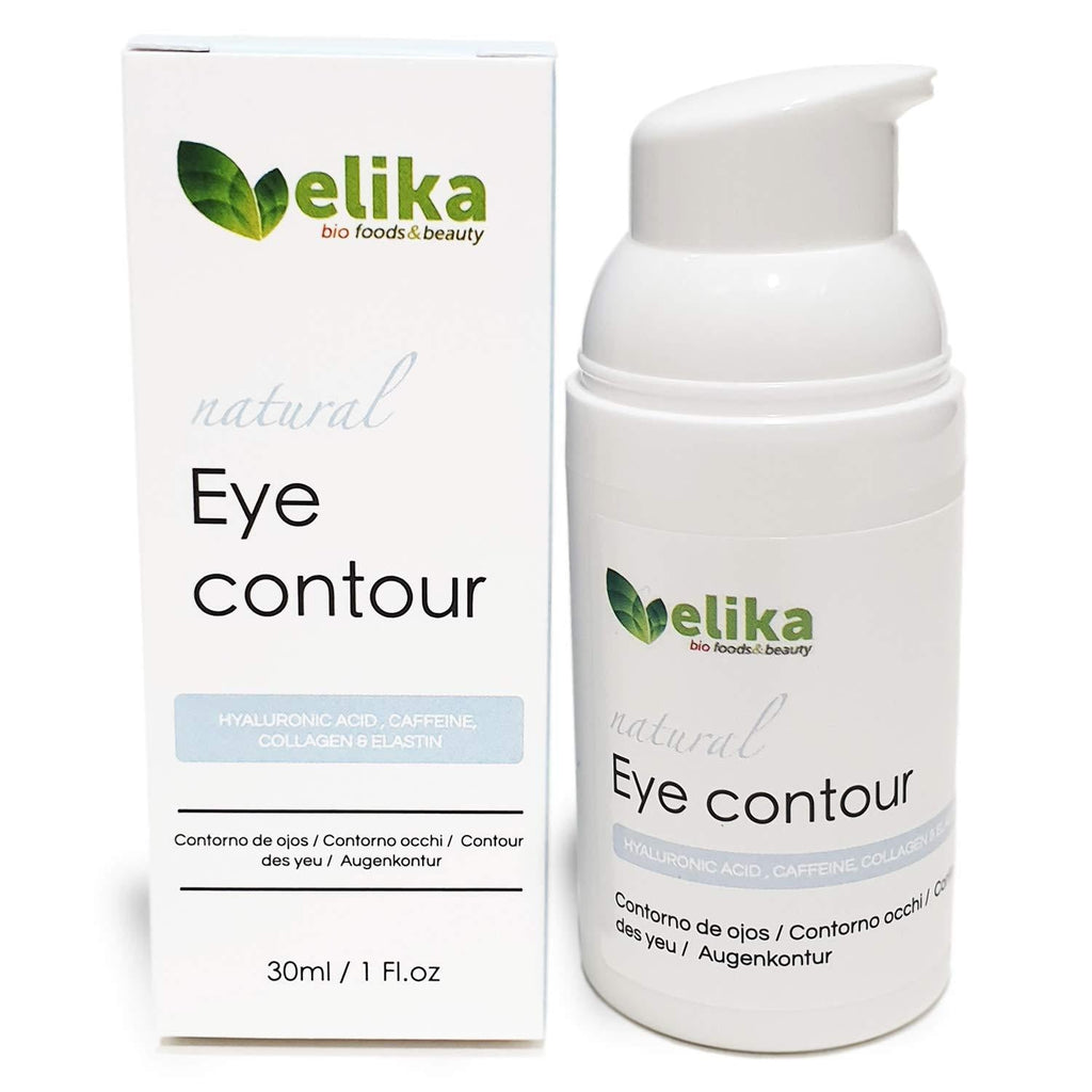 Elikafoods- Eye Contour Hyaluronic Acid and Caffeine, Collagen and Elastin "Carlotta" Treatment for Dark Circles and Eye Bags For Men and Women, Suitable for all skin types, 30ml. - NewNest Australia