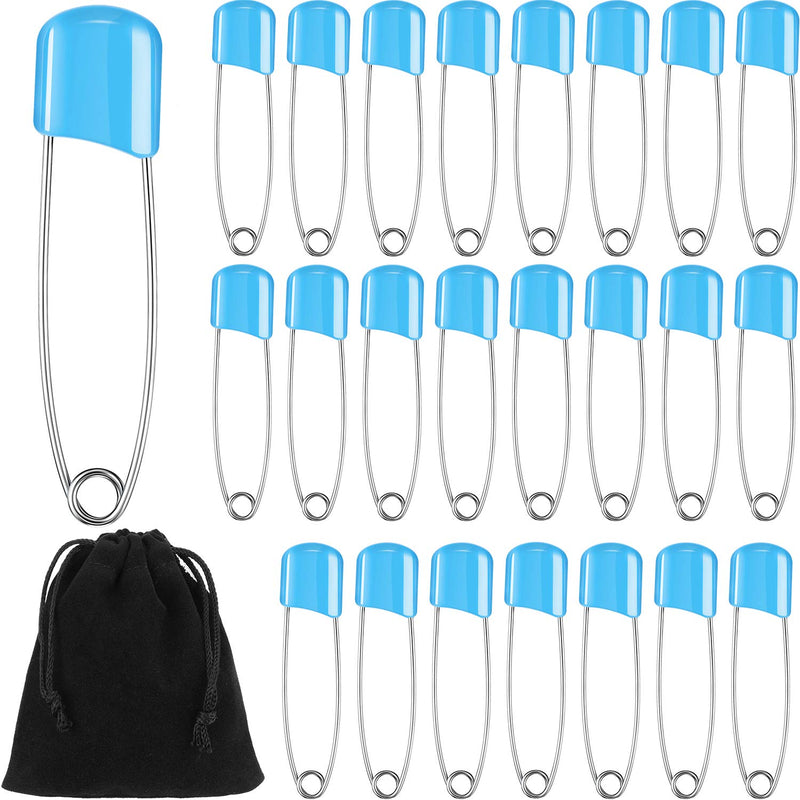 50 Pieces Diaper Pins Baby Safety Pins 2.2 Inch Plastic Head Cloth Diaper Pins with Locking Closures Stainless Steel Nappy Pins with Velvet Bag (Blue) Blue - NewNest Australia