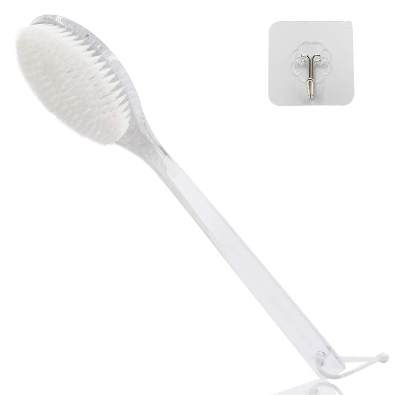 Mczcent Body Brush Dry Brushing Back Scrubber with Curved Plastic Long Handle Bath Shower Brush Dry Skin Exfoliating Cellulite Brush for men and women(Transparent Handle) - NewNest Australia