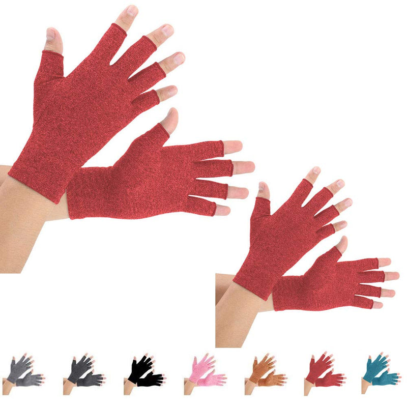 2 Pairs Arthritis Gloves, Compression Gloves Support and Warmth for Hands, Finger Joint, Relieve Pain from Rheumatoid, Osteoarthritis, RSI, Carpal Tunnel, Women (S, Red) S - NewNest Australia