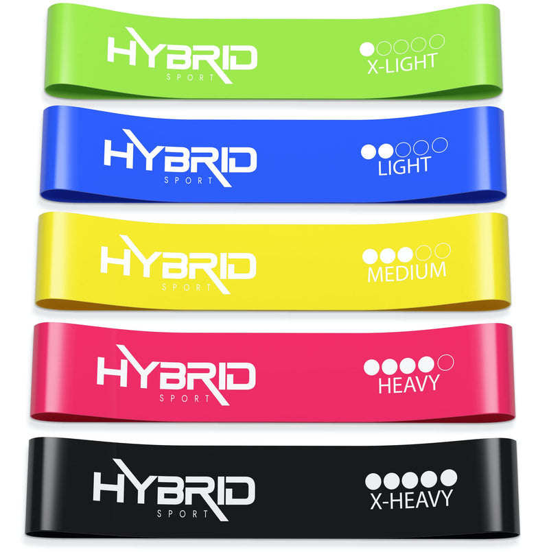 Hybrid Resistance Bands [Set of 5] PREMIUM Skin Friendly | 5 Strength Levels Loop Exercise Bands for Pilates, Training, Physio Therapy, Stretching, Home Gym | FREE Guide and Bag for Men and Women… Mixed - NewNest Australia