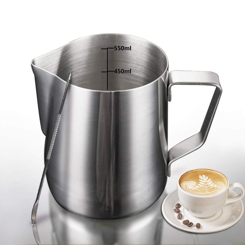 MIGHTYDUTY Milk Frothing Pitcher, Stainless Steel Creamer Frothing Pitcher, Perfect for Espresso Machines, Milk Frothing Jug for Making Coffee Cappuccino, Latte Art 12 oz /20oz Silver 300ml - NewNest Australia