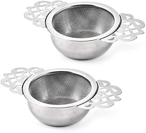 QOONESTL 2Pack Tea Filter, Stainless Steel Tea Strainer with Drip Bowl, Traditional Loose Leaf Tea Infuser Ultra Fine Mesh Tea Strainers Silver - NewNest Australia