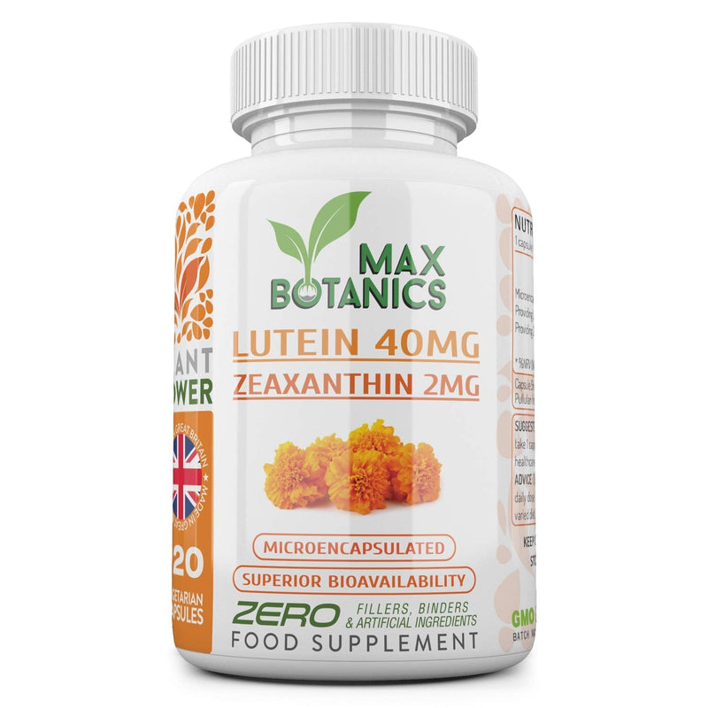 Lutein 40mg with Zeaxanthin 2mg | Microencapsulated | High Strength | 120 Capsules | Natural Eye Support | No Additives | Vegan | UK Made | GMP (120 Capsule Bottle) 120 Count (Pack of 1) - NewNest Australia