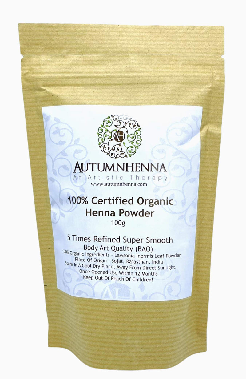 100% Certified Organic Henna Powder for Body Art - 100gm - NewNest Australia