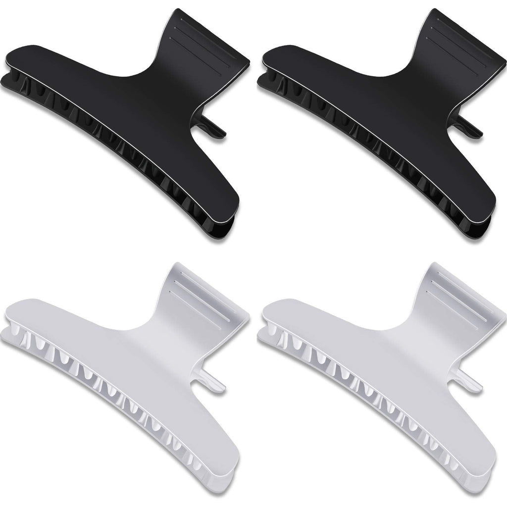 4 Pieces Butterfly Hairdresser Clamps Butterfly Clips Hairdressers Salon Section Clip Clasps Styling Claw Barrettes Hair Accessories (Black and White) Black and White - NewNest Australia
