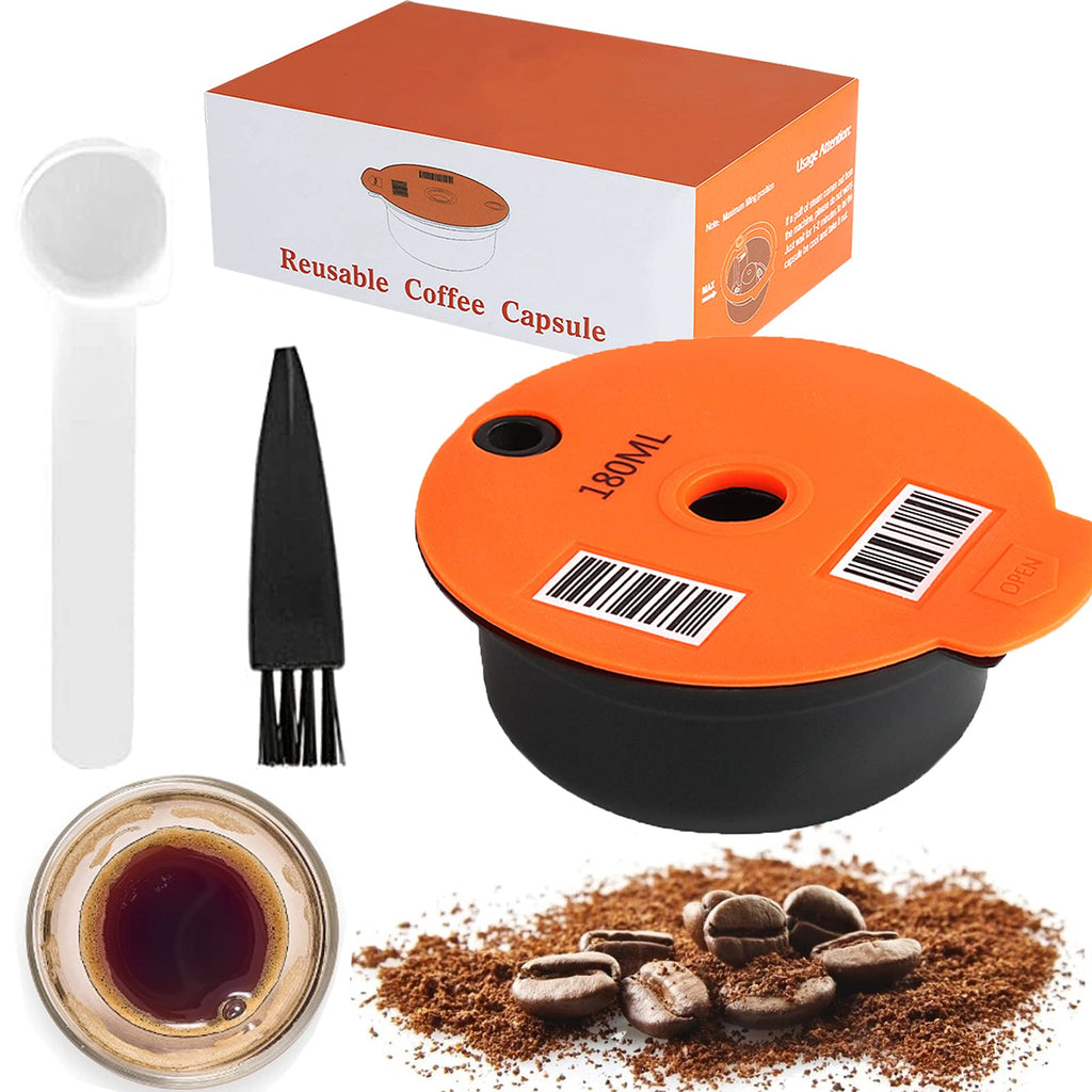 Reusable Coffee Capsule, Compatible with Bosch-s Tassimo Machines, Coffee Filter Refillable, Coffee Pods with Readable Barcode 180 ML A-orange - NewNest Australia