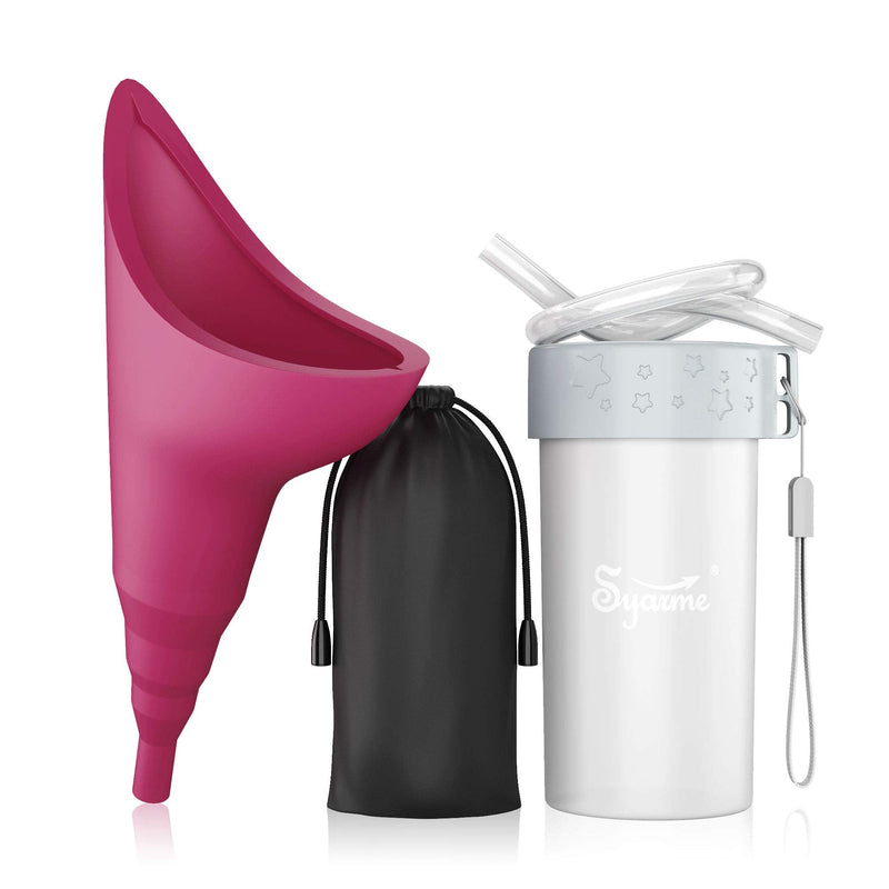 Syarme Female Urination Device,Portable Reusable Urinal Funnel with Extension Tube,Small Folding Storage,Suitable for Travel,Festivals,Camping,Traffic Jams,Etc,Includes Waterproof Bag,Waterproof Cup Fuchsia - NewNest Australia
