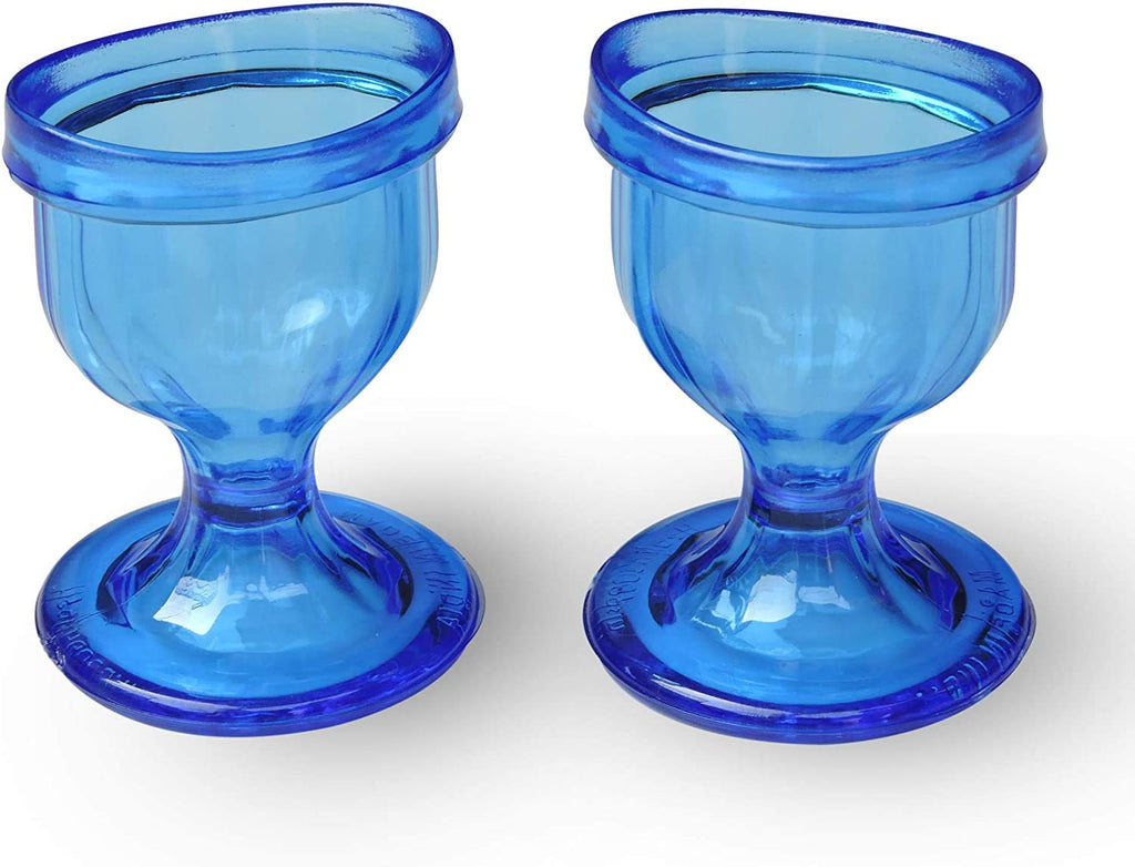 Blue Colored Eye Wash Cups for Effective Eye Cleansing - Eye Shaped Rim, Snug Fit (Set 2 Pcs.) - NewNest Australia