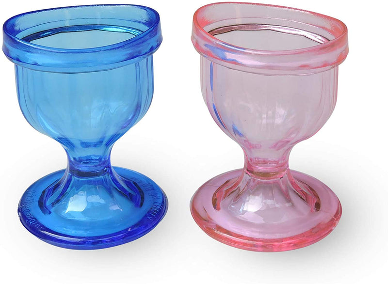 Set 2 Blue and Pink Colored Eye Wash Cups for Effective Eye Cleansing - Eye Shaped Rim, Snug Fit - NewNest Australia