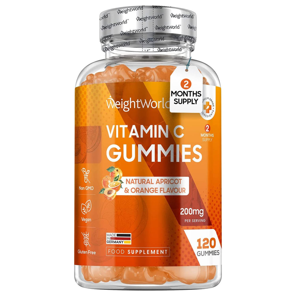 Vitamin C Gummies Adults & Kids (5+ Years) - 120 Vegan Chewable Gummies - Natural Apricot & Orange Flavour - 2 Month Supply - Vitamin C Supplement for Immune Health - Gluten, Allergen & GMO Free - NewNest Australia