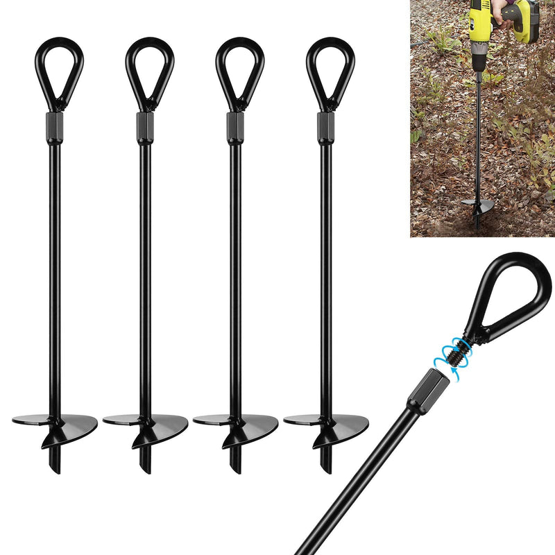 Ground Anchors, AGPtEK 4 Packs Ground Anchor Kit with 15 Inches Long and 0.5 Inches Thick, Ground Anchors Heavy Duty Great for Tents, Canopies, Sheds, Trampoline and Swing Sets - NewNest Australia