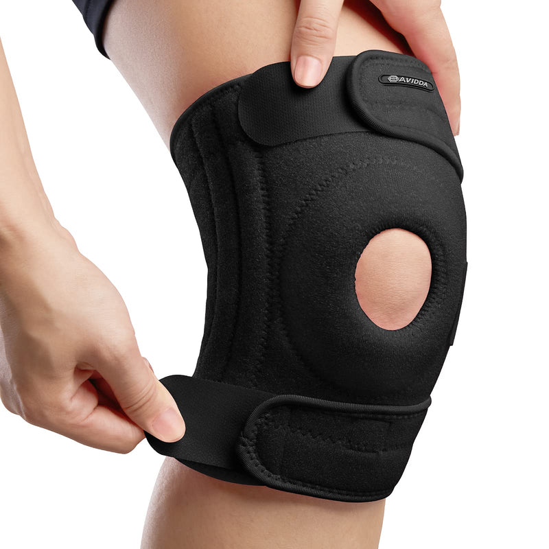 AVIDDA Knee Supports, Open Patella Knee Brace for Men Women, Neoprene Knee Braces for Joint Pain, Sports, Walking, Running, Black Large (18.5" to 22.5") Size M-XL: 18.5" to 22.5" - NewNest Australia