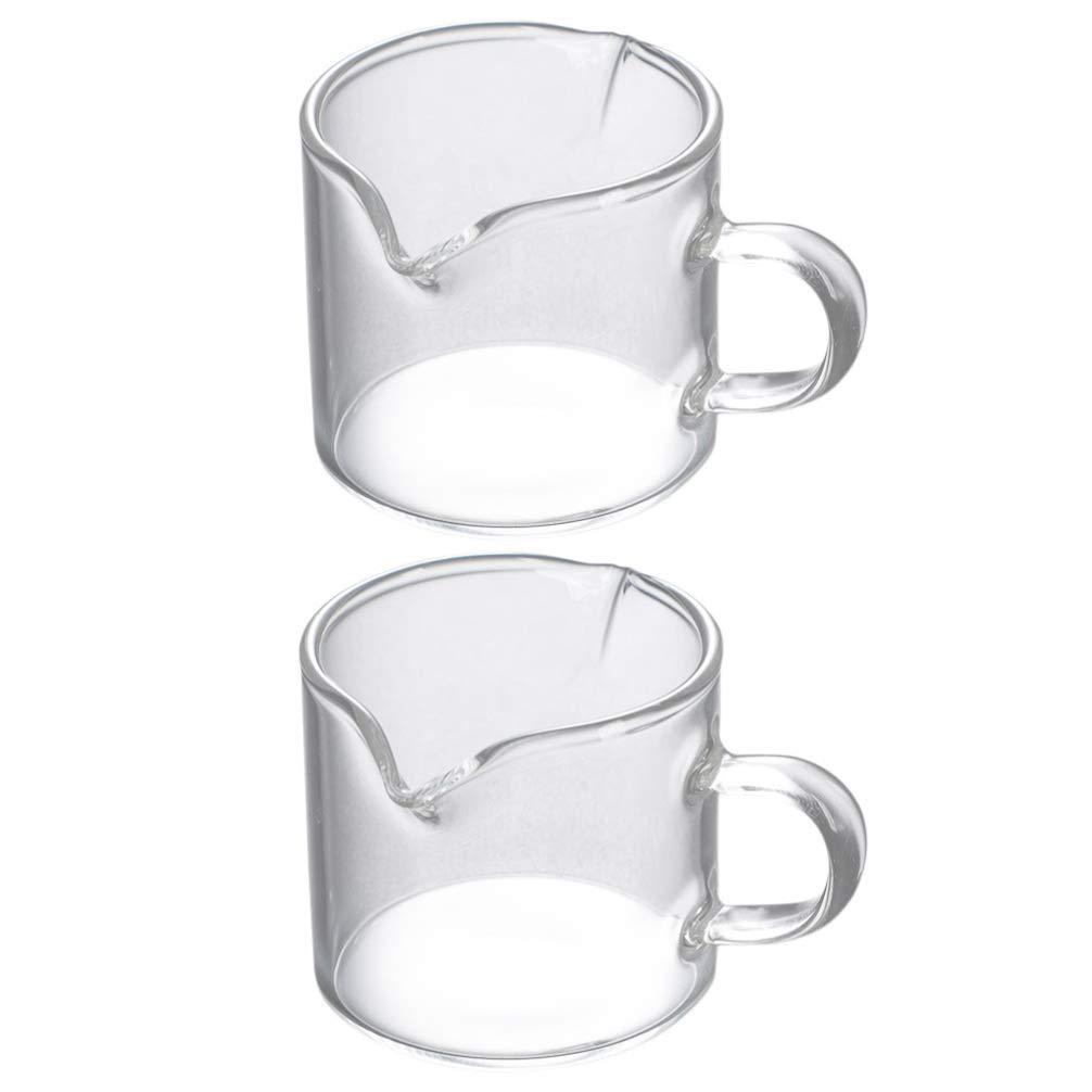 Hemoton 2pcs Glass Milk Frothing Pitcher with Measurement Glass Milk Coffee Cappuccino Latte Art Steaming Pitcher Barista Milk Jug Double Mouth Cup for Coffee Milk Art Supplies 40ml - NewNest Australia