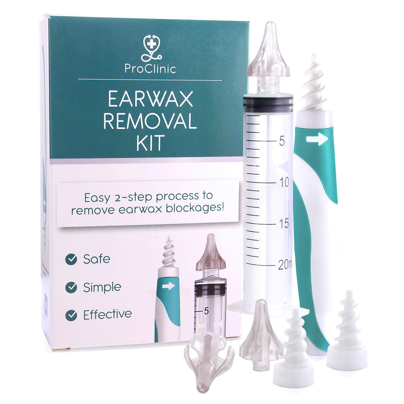 Ear Wax Remover Kit with Syringe and Spiral Tool by ProClinic | 3 x Soft Silicone Tips | Reusable and Washable Ear Cleaner for Safe Home Use | Includes Storage Case - NewNest Australia