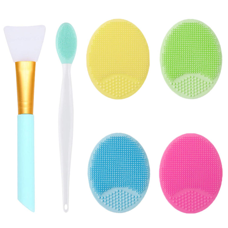 OBSCYON 4 Pcs Manual Silicone Face Scrubber Facial Cleansing Brush,1 Pcs Silicone Exfoliating Lip Brush Nose Cleaning Brush and 1 Pcs Face Mask Brush for Facial Skin Care - NewNest Australia